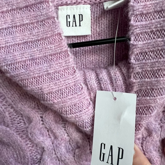New GAP Airy Oversized Cable-Knit Mockneck Sweater Purple Rain XS Preppy Luxury - Picture 12 of 15
